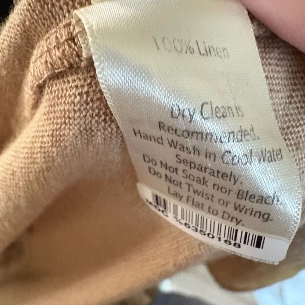 Ecru Cardigan Tank Set Size XS Light Brown Linen Open Front Two Piece Coastal